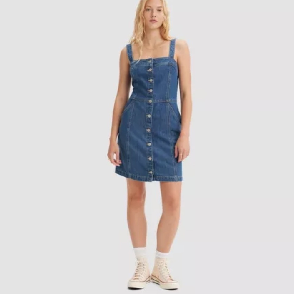 Levi's Women's Drea Denim Overall Dress Slim Fit, Medium Wash Sz XS